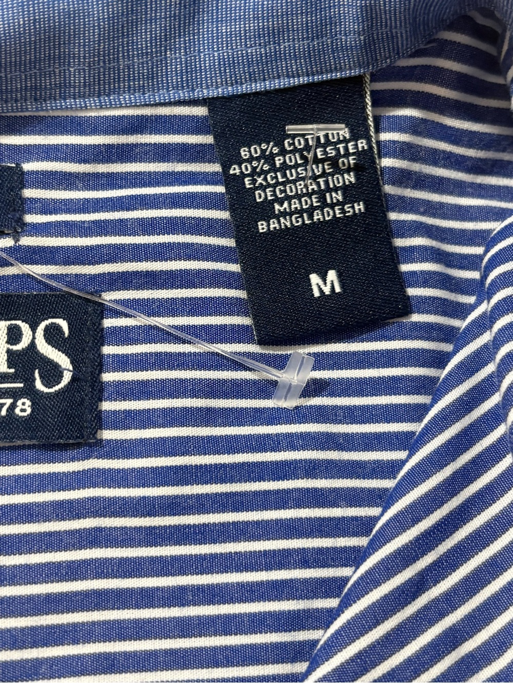 Chaps Men's Navy and White Striped Button-Down Shirt - Picture 3 of 4
